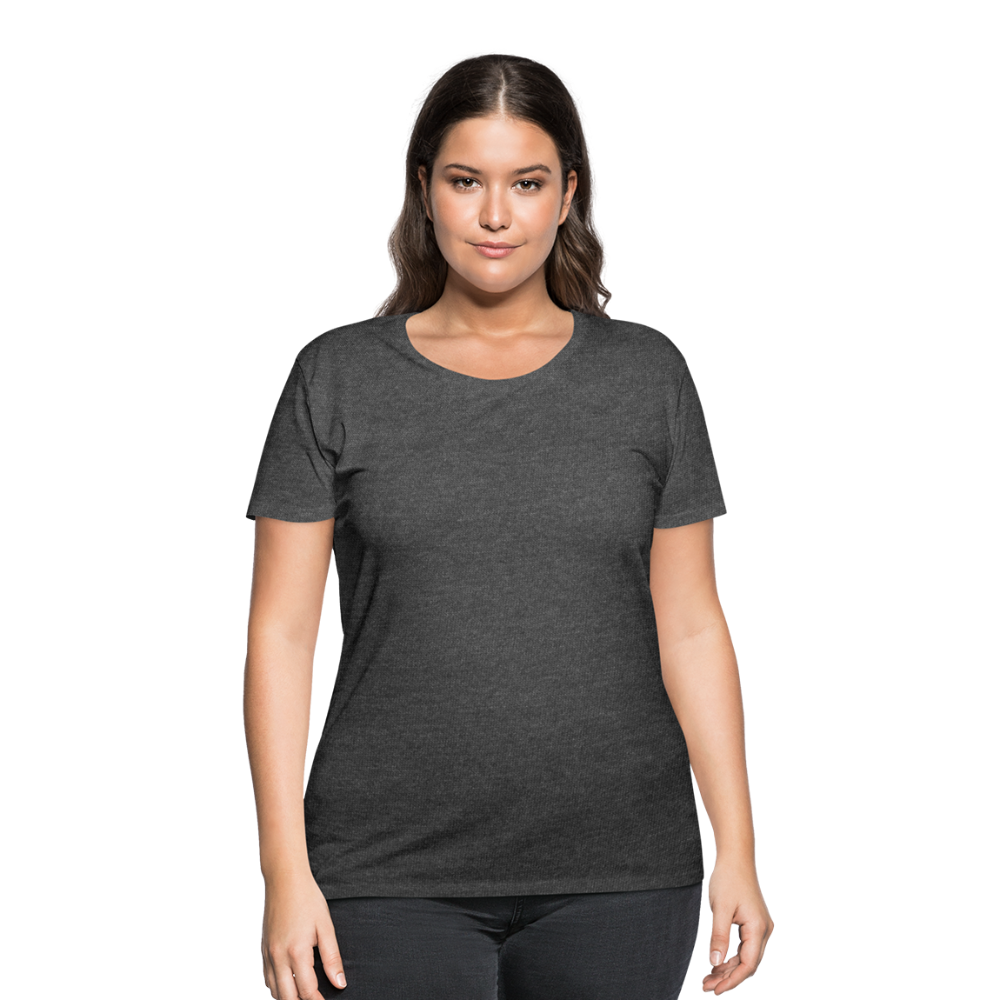 Customizable Women’s Curvy T-Shirt add your own photos, images, designs, quotes, texts and more - deep heather