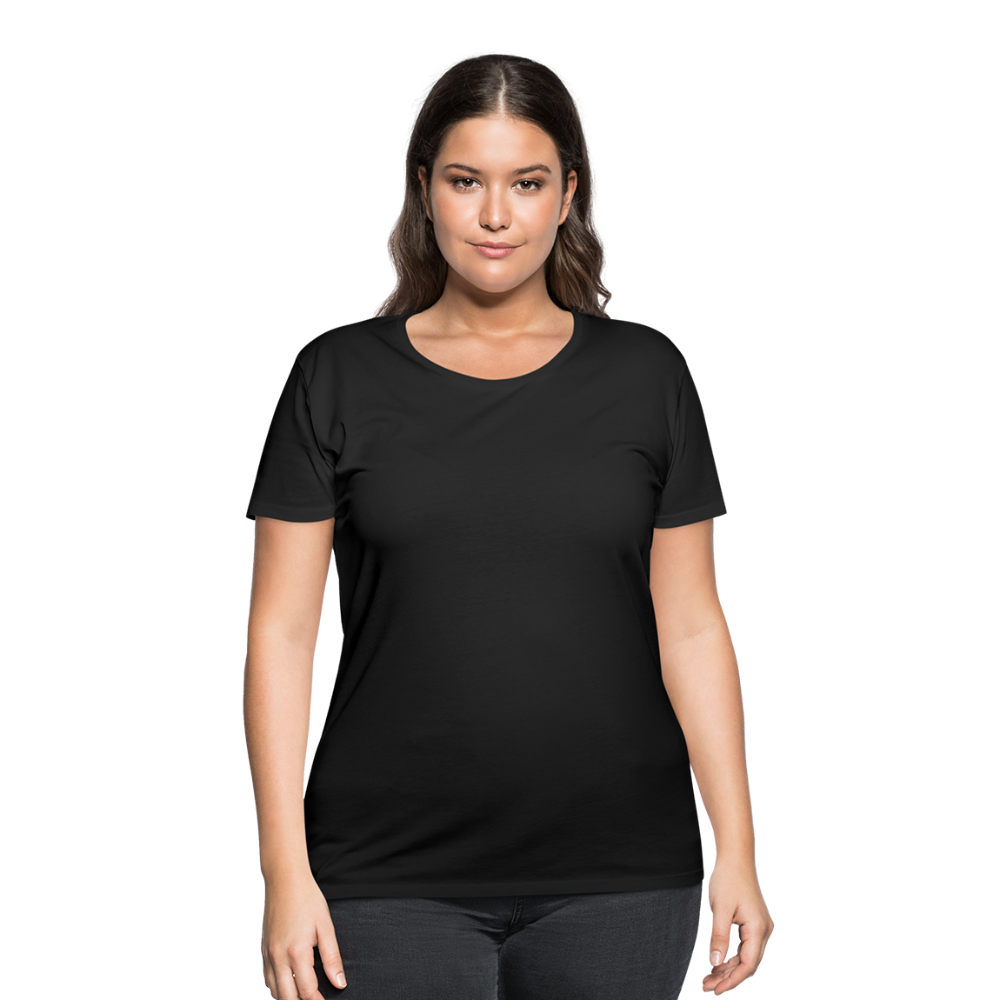 Customizable Women’s Curvy T-Shirt add your own photos, images, designs, quotes, texts and more - black