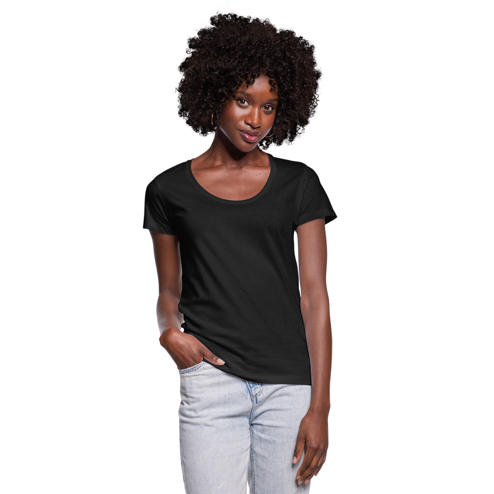 Customizable Women's Scoop Neck T-Shirt add your own photos, images, designs, quotes, texts and more - black