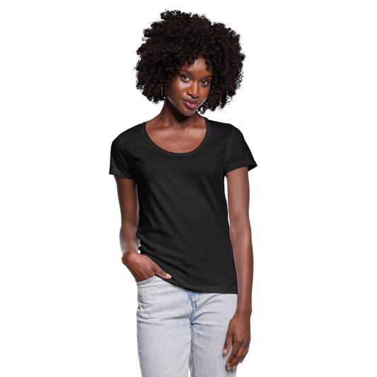 Customizable Women's Scoop Neck T-Shirt add your own photos, images, designs, quotes, texts and more - black