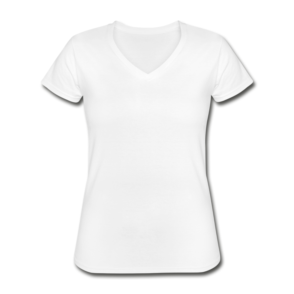 Customizable Women's V-Neck T-Shirt add your own photos, images, designs, quotes, texts and more - white