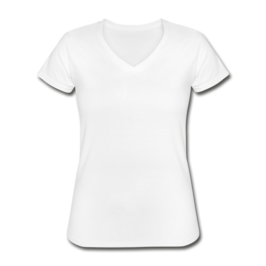 Customizable Women's V-Neck T-Shirt add your own photos, images, designs, quotes, texts and more - white