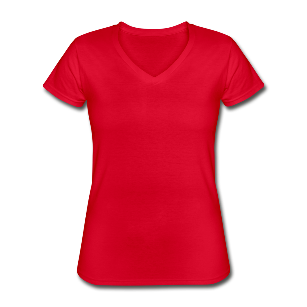 Customizable Women's V-Neck T-Shirt add your own photos, images, designs, quotes, texts and more - red