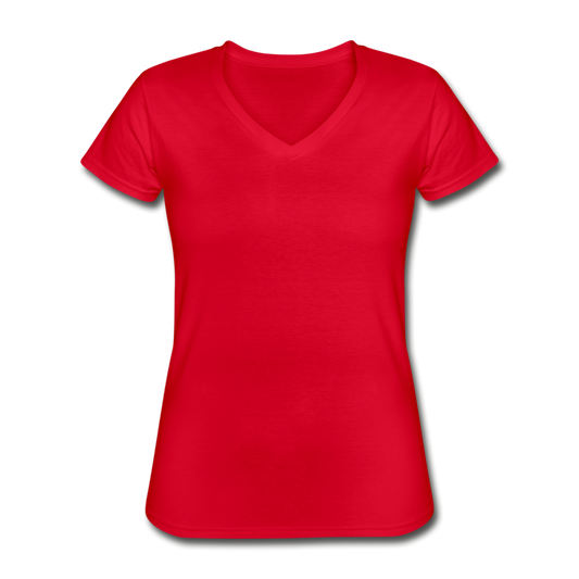 Customizable Women's V-Neck T-Shirt add your own photos, images, designs, quotes, texts and more - red