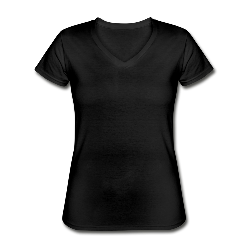 Customizable Women's V-Neck T-Shirt add your own photos, images, designs, quotes, texts and more - black