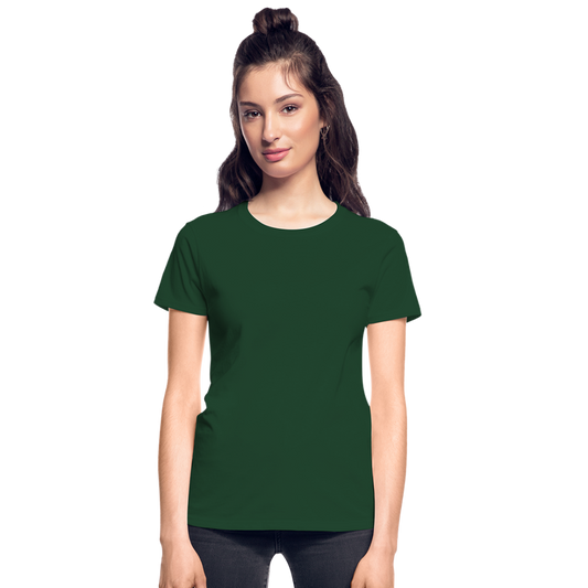 Customizable Gildan Ultra Cotton Ladies T-Shirt add your own photos, images, designs, quotes, texts and more - forest green