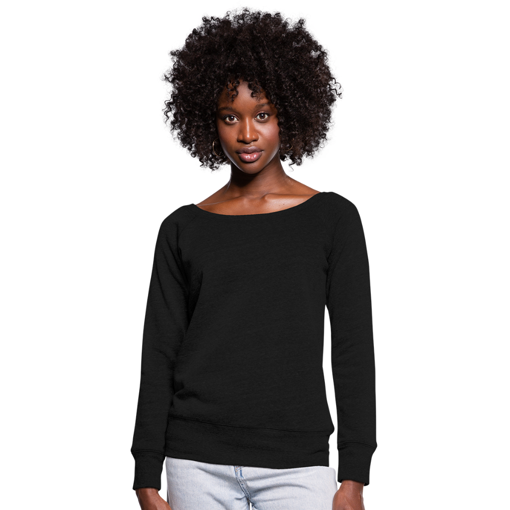 Customizable Women's Wideneck Sweatshirt add your own photos, images, designs, quotes, texts and more - black