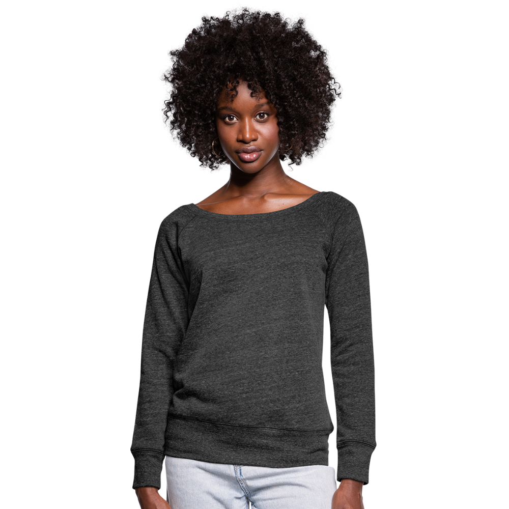 Customizable Women's Wideneck Sweatshirt add your own photos, images, designs, quotes, texts and more - heather black