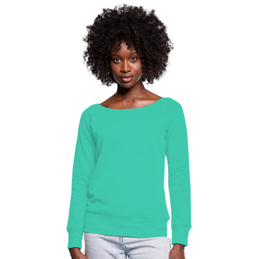 Customizable Women's Wideneck Sweatshirt add your own photos, images, designs, quotes, texts and more - teal