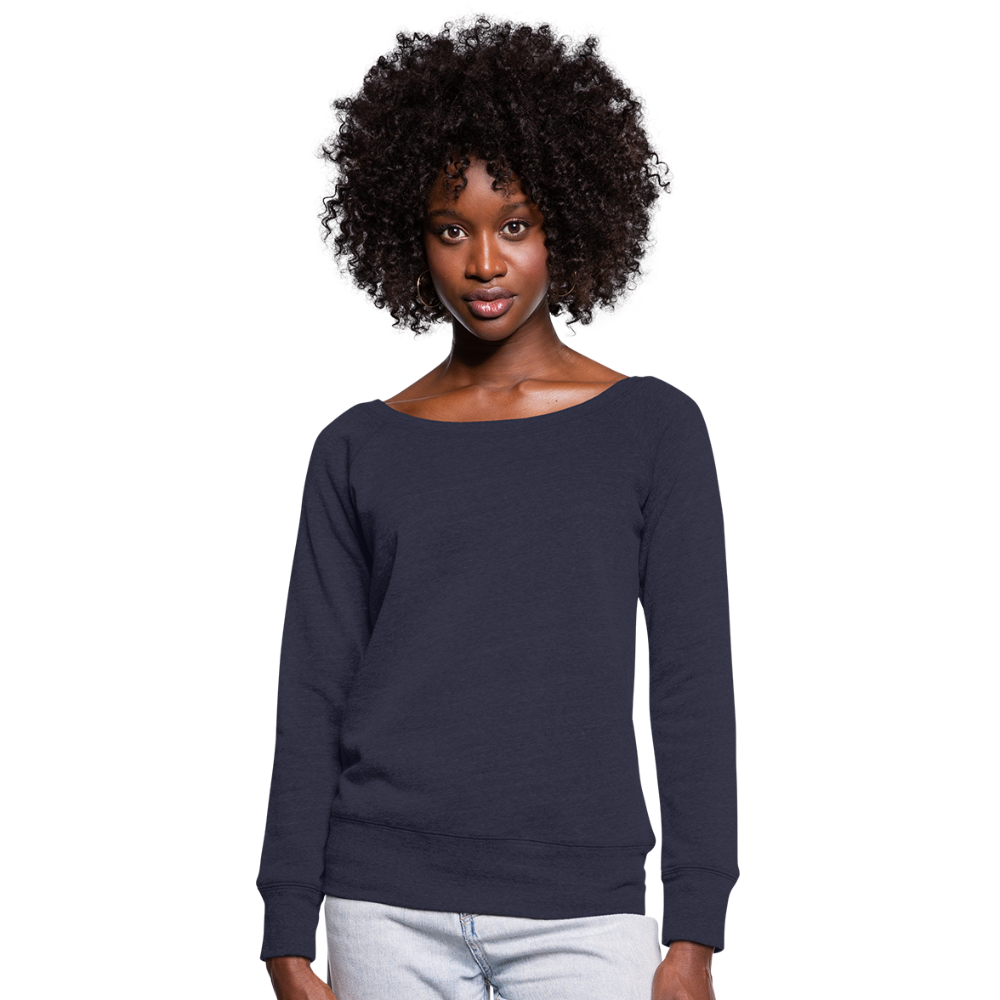 Customizable Women's Wideneck Sweatshirt add your own photos, images, designs, quotes, texts and more - melange navy