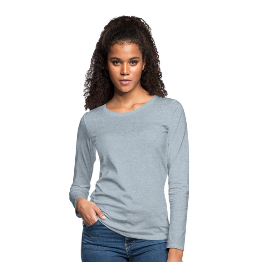 Customizable Women's Premium Long Sleeve T-Shirt add your own photos, images, designs, quotes, texts and more - heather ice blue