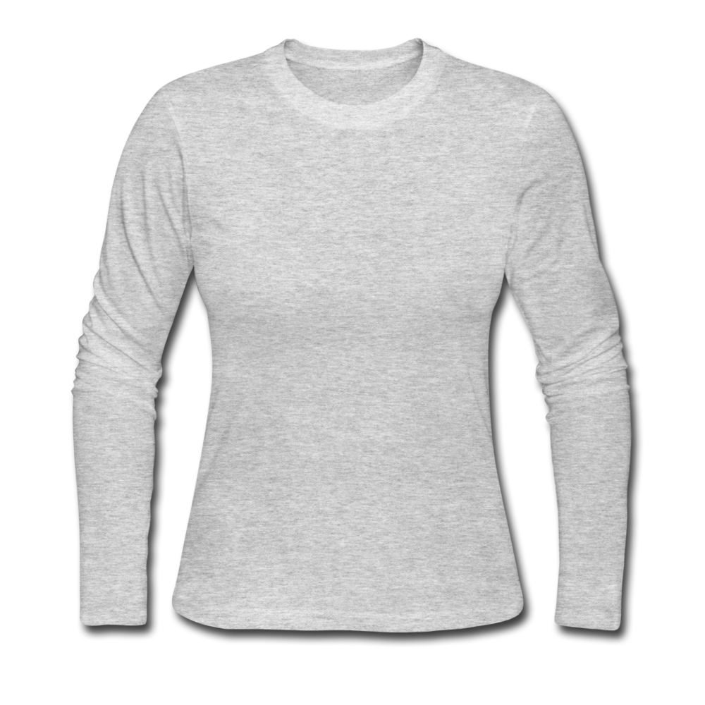Customizable Women's Long Sleeve Jersey T-Shirt add your own photos, images, designs, quotes, texts and more - gray