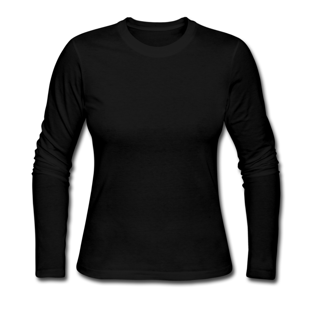 Customizable Women's Long Sleeve Jersey T-Shirt add your own photos, images, designs, quotes, texts and more - black
