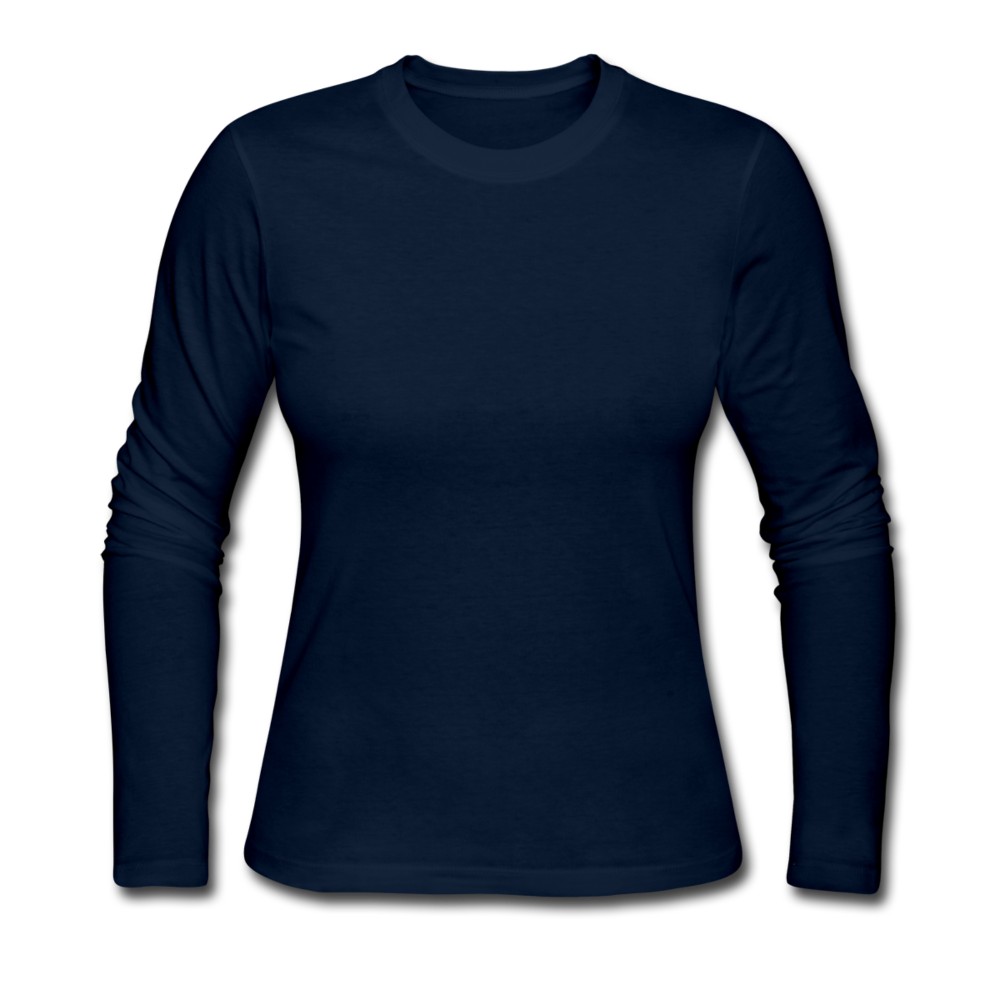 Customizable Women's Long Sleeve Jersey T-Shirt add your own photos, images, designs, quotes, texts and more - navy