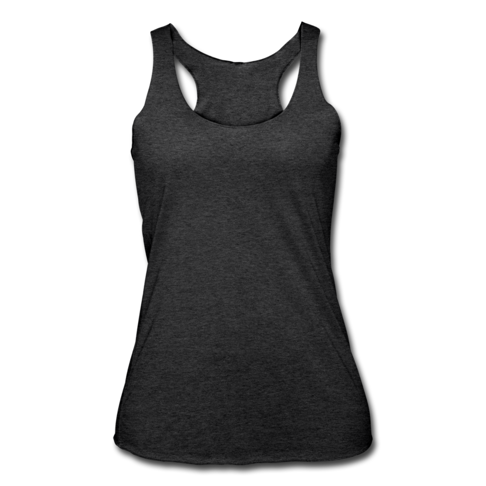 Customizable Women’s Tri-Blend Racerback Tank add your own photos, images, designs, quotes, texts and more - heather black