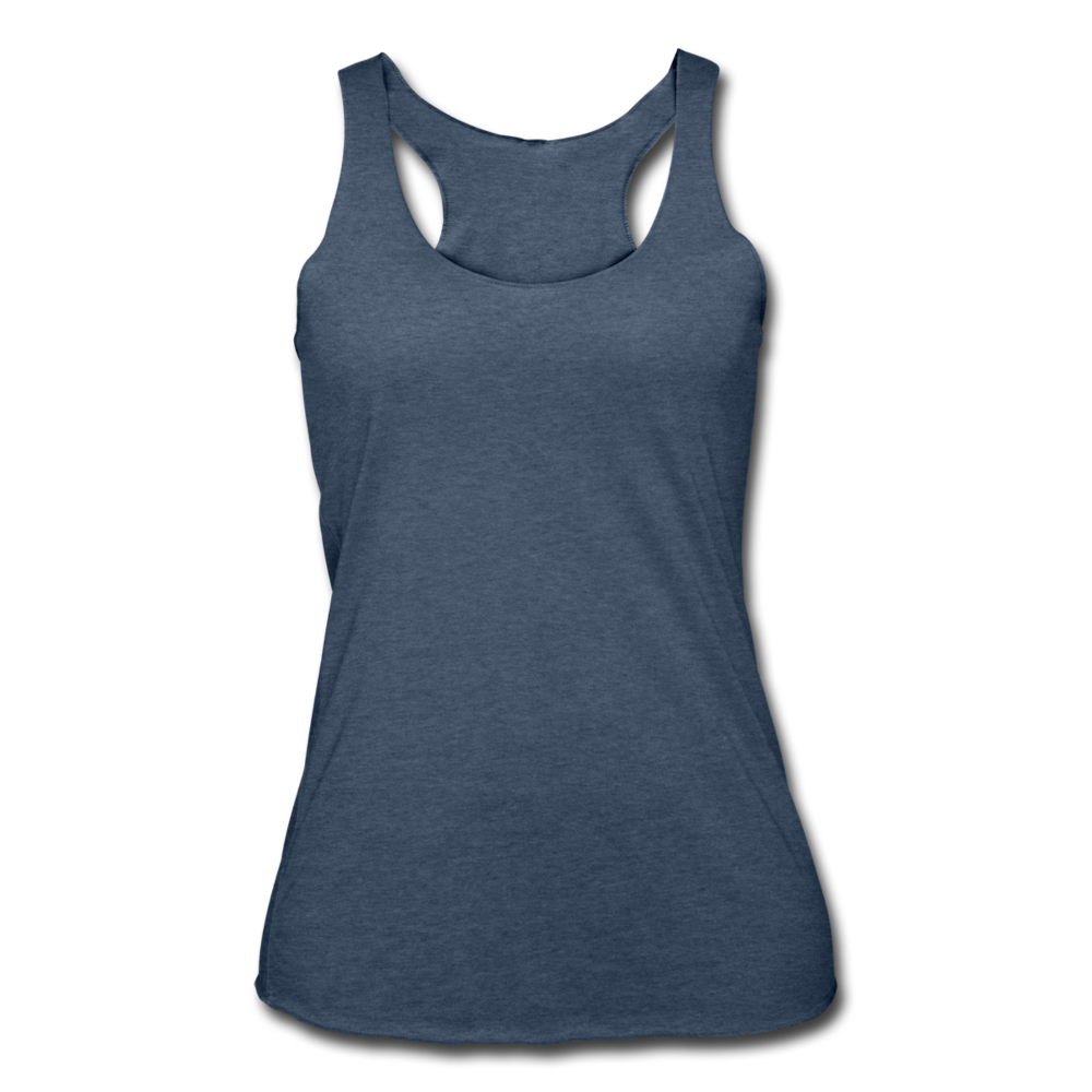 Customizable Women’s Tri-Blend Racerback Tank add your own photos, images, designs, quotes, texts and more - heather navy