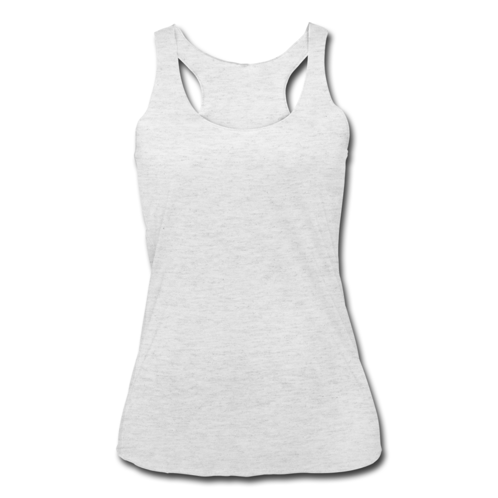 Customizable Women’s Tri-Blend Racerback Tank add your own photos, images, designs, quotes, texts and more - heather white