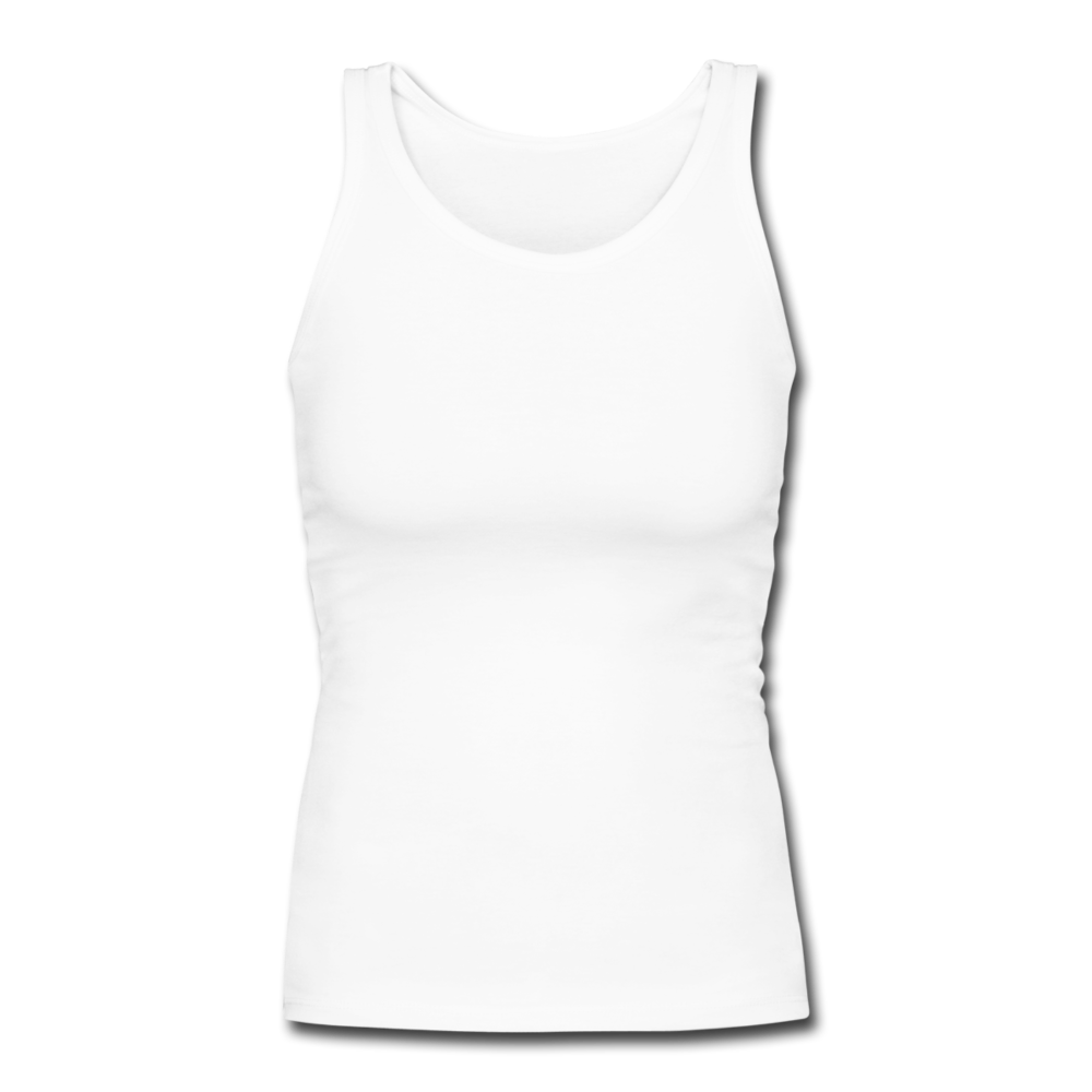 Customizable Women's Longer Length Fitted Tank add your own photos, images, designs, quotes, texts and more - white
