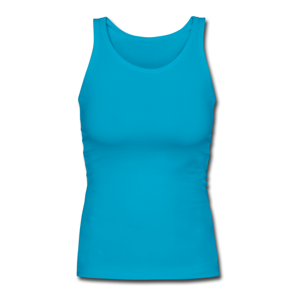 Customizable Women's Longer Length Fitted Tank add your own photos, images, designs, quotes, texts and more - turquoise