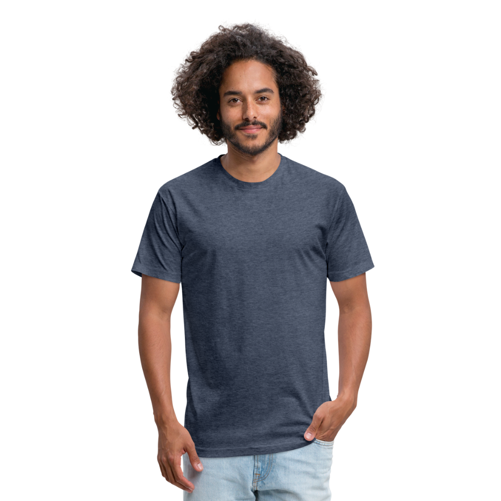 Customizable Fitted Cotton/Poly T-Shirt by Next Level add your own photos, images, designs, quotes, texts and more - heather navy