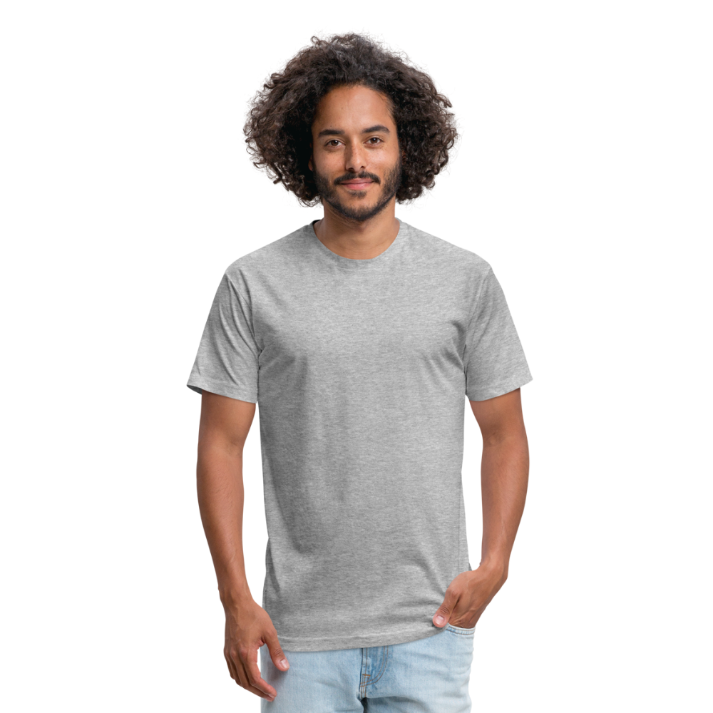 Customizable Fitted Cotton/Poly T-Shirt by Next Level add your own photos, images, designs, quotes, texts and more - heather gray