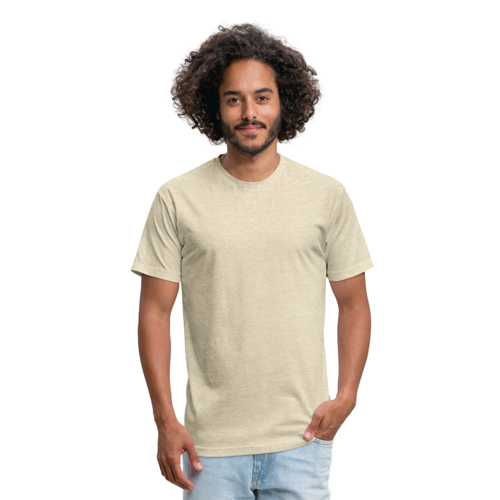 Customizable Fitted Cotton/Poly T-Shirt by Next Level add your own photos, images, designs, quotes, texts and more - heather cream