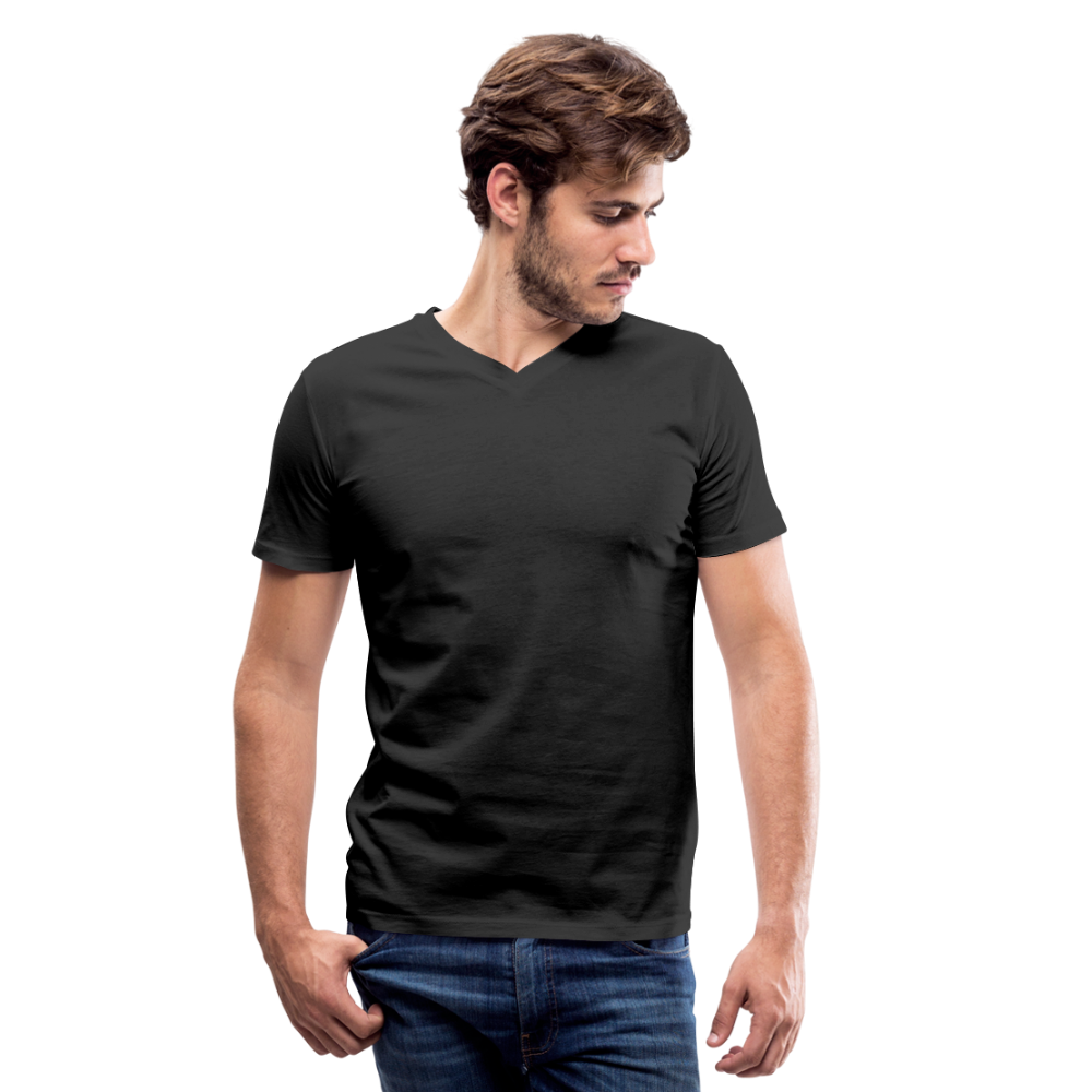 Customizable Men's V-Neck T-Shirt add your own photos, images, designs, quotes, texts and more - black