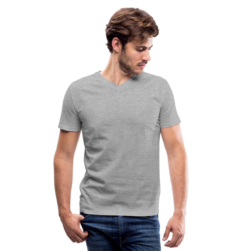 Customizable Men's V-Neck T-Shirt add your own photos, images, designs, quotes, texts and more - heather gray