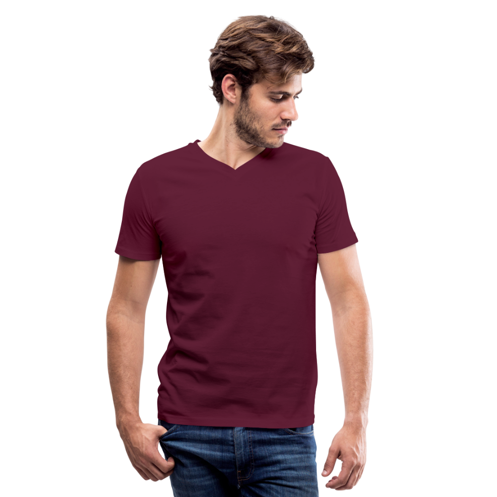 Customizable Men's V-Neck T-Shirt add your own photos, images, designs, quotes, texts and more - maroon