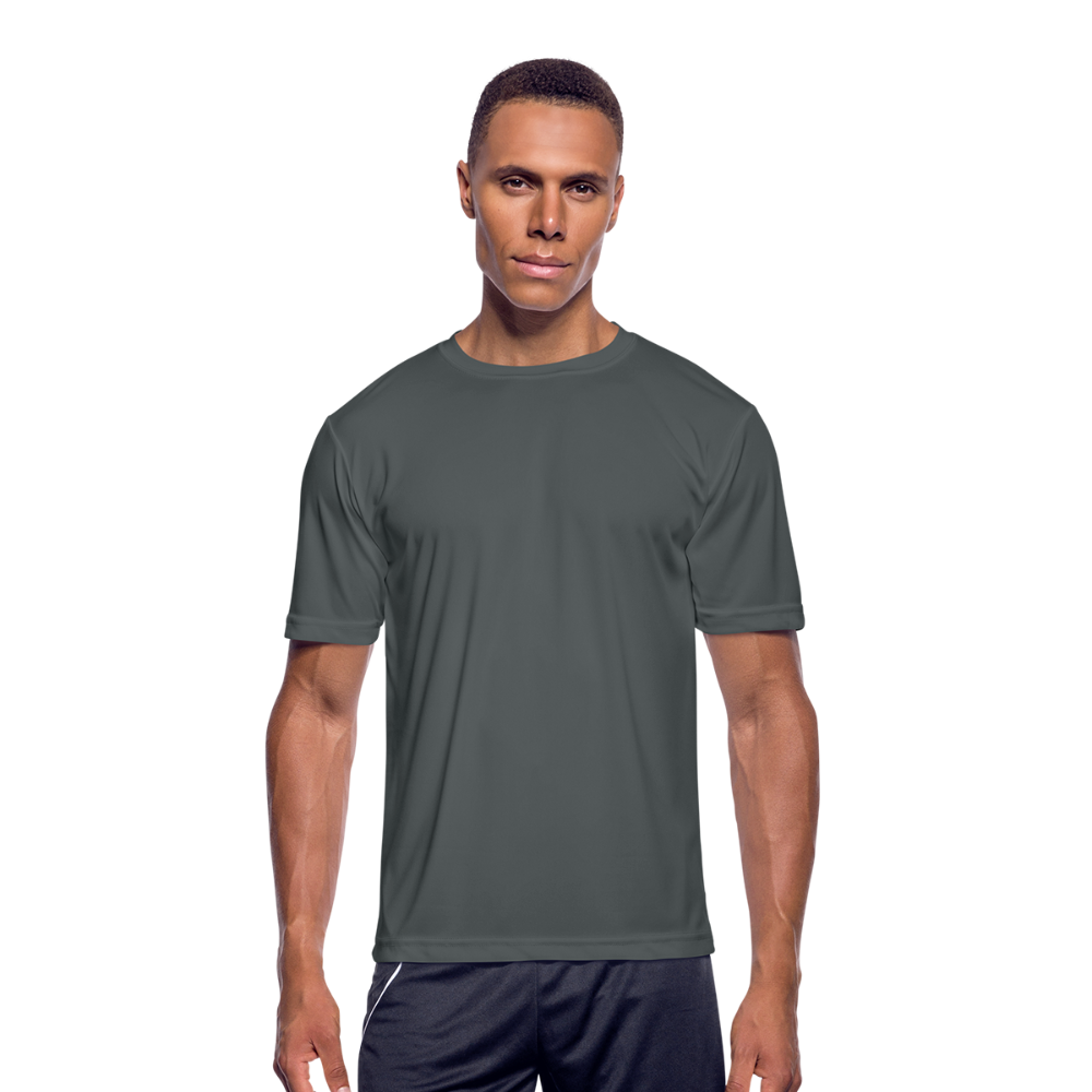 Customizable Men’s Moisture Wicking Performance T-Shirt add your own photos, images, designs, quotes, texts and more - charcoal