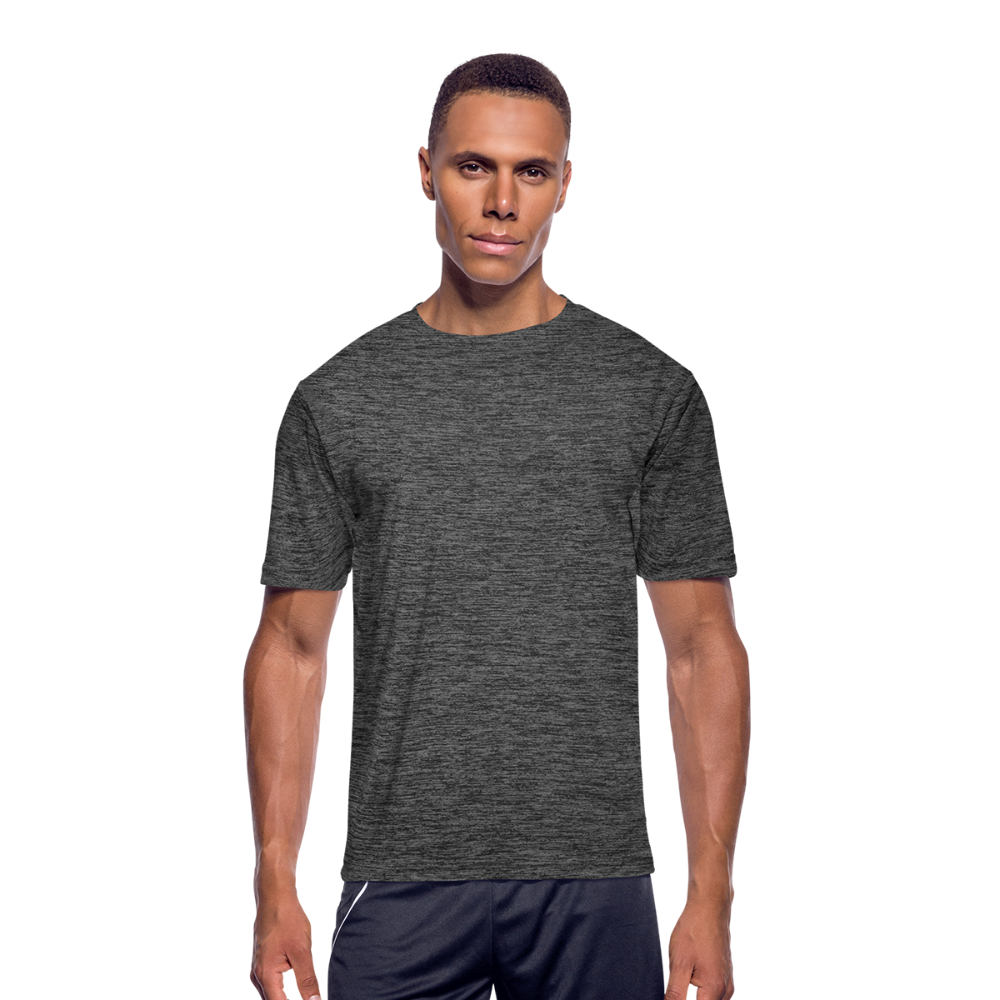 Customizable Men’s Moisture Wicking Performance T-Shirt add your own photos, images, designs, quotes, texts and more - dark heather gray