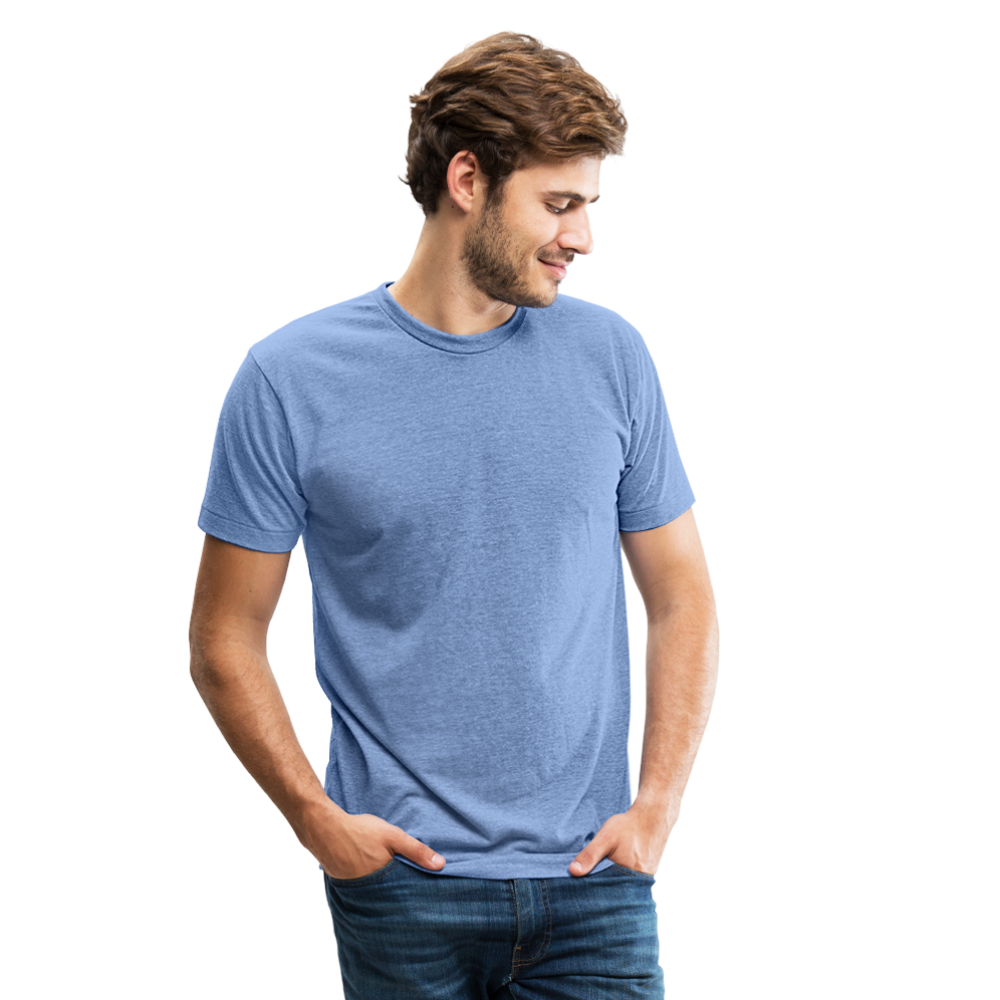Customizable Unisex Tri-Blend T-Shirt add your own photos, images, designs, quotes, texts and more - heather Blue