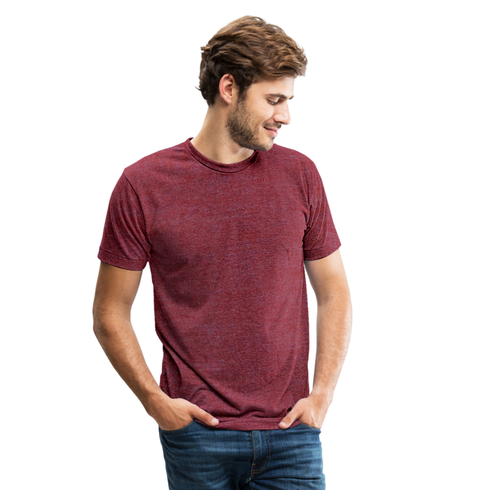 Customizable Unisex Tri-Blend T-Shirt add your own photos, images, designs, quotes, texts and more - heather cranberry