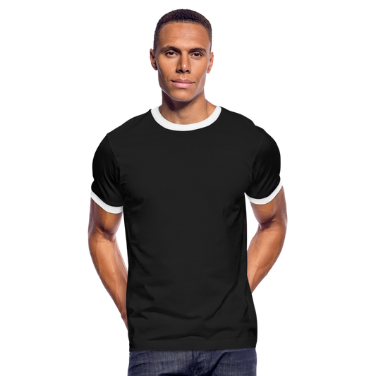 Customizable Men's Ringer T-Shirt add your own photos, images, designs, quotes, texts and more - black/white