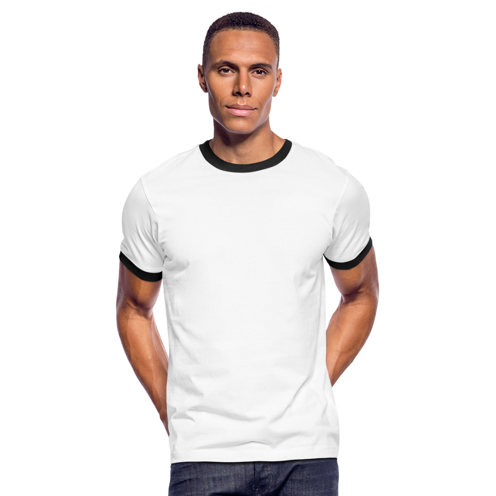 Customizable Men's Ringer T-Shirt add your own photos, images, designs, quotes, texts and more - white/black