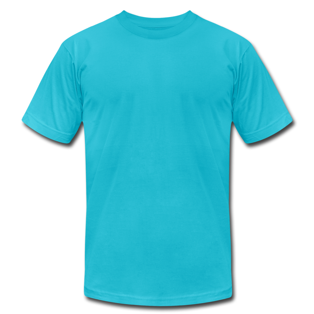 Customizable Unisex Jersey T-Shirt by Bella + Canvas add your own photos, images, designs, quotes, texts and more - turquoise