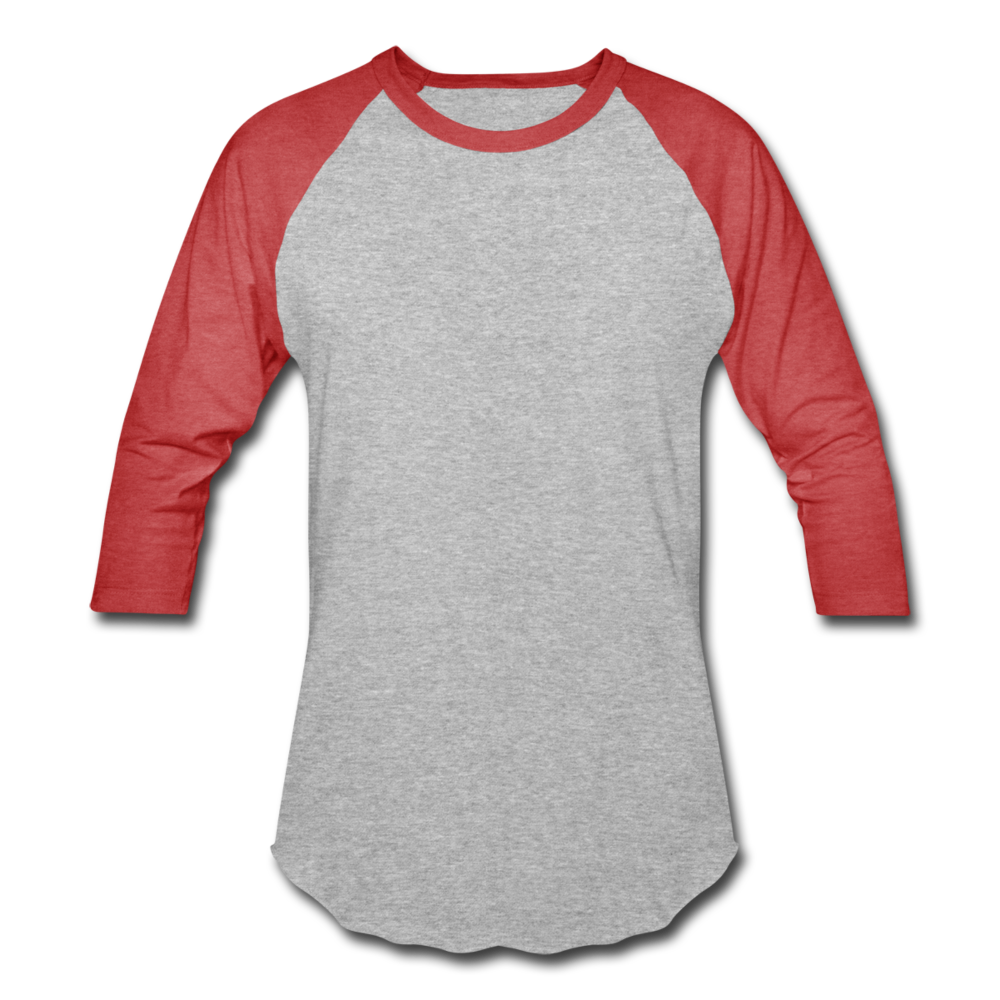 Customizable Baseball T-Shirt add your own photos, images, designs, quotes, texts and more - heather gray/red