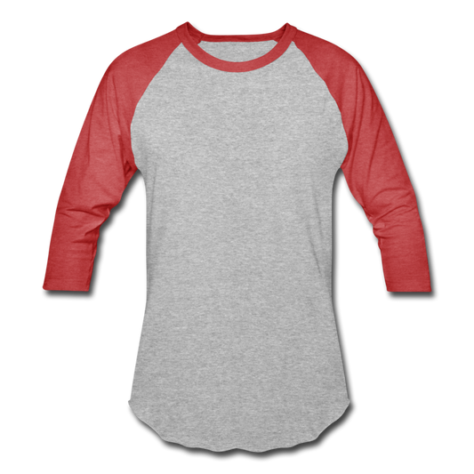Customizable Baseball T-Shirt add your own photos, images, designs, quotes, texts and more - heather gray/red