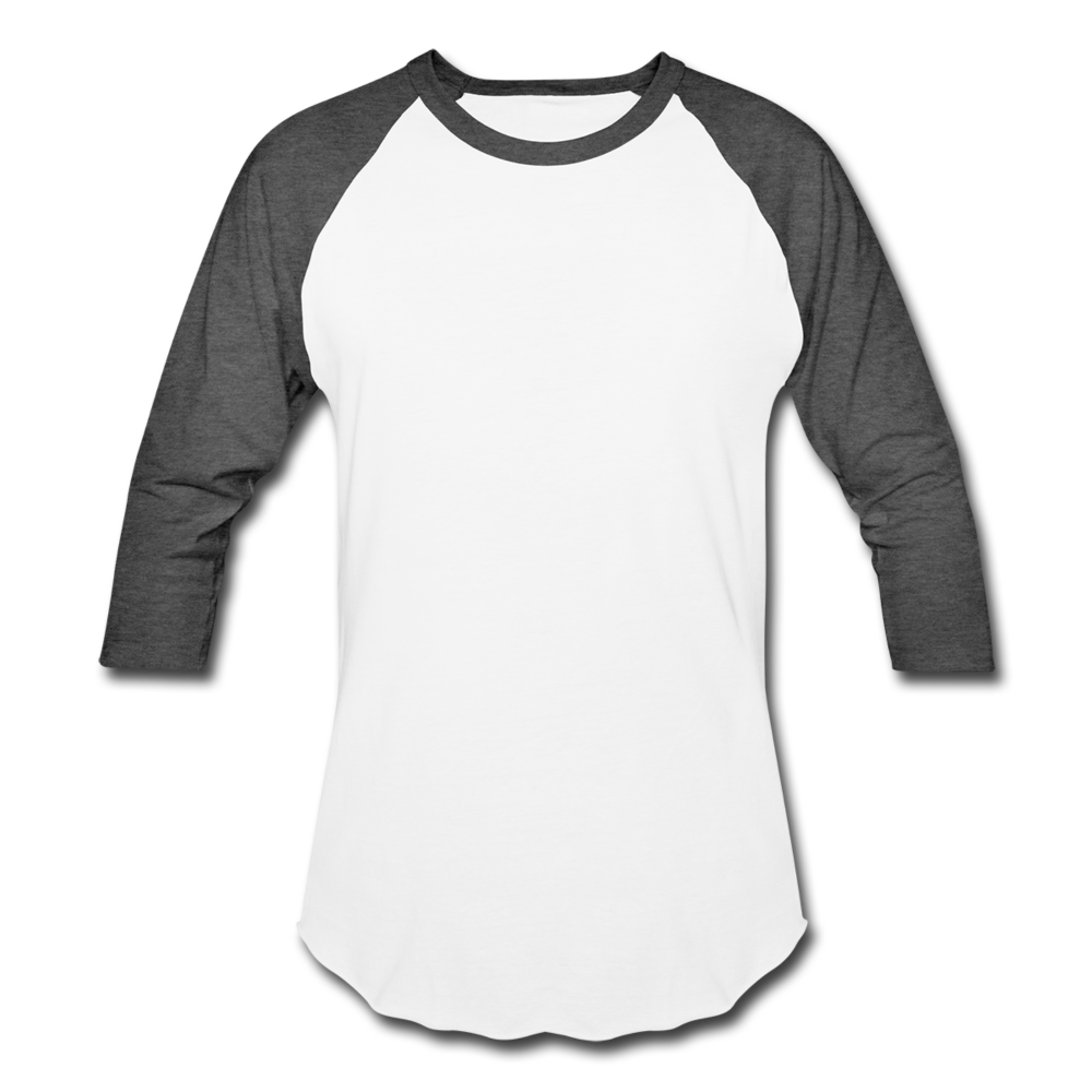 Customizable Baseball T-Shirt add your own photos, images, designs, quotes, texts and more - white/charcoal
