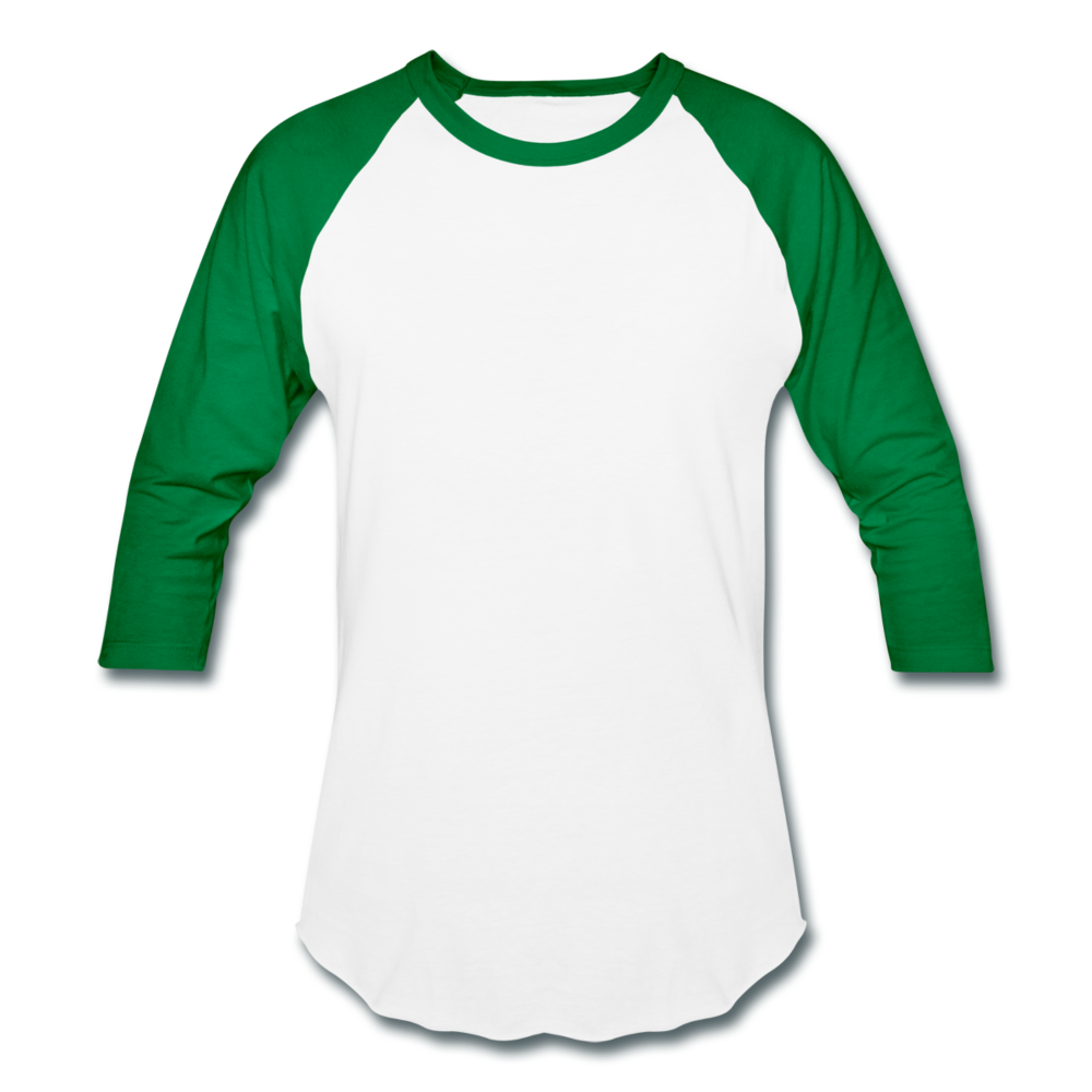 Customizable Baseball T-Shirt add your own photos, images, designs, quotes, texts and more - white/kelly green