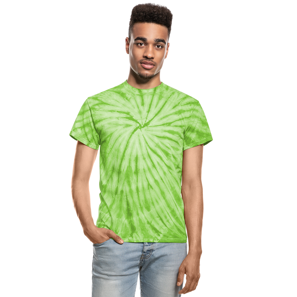 Customizable Unisex Tie Dye T-Shirt add your own photos, images, designs, quotes, texts and more - spider lime green