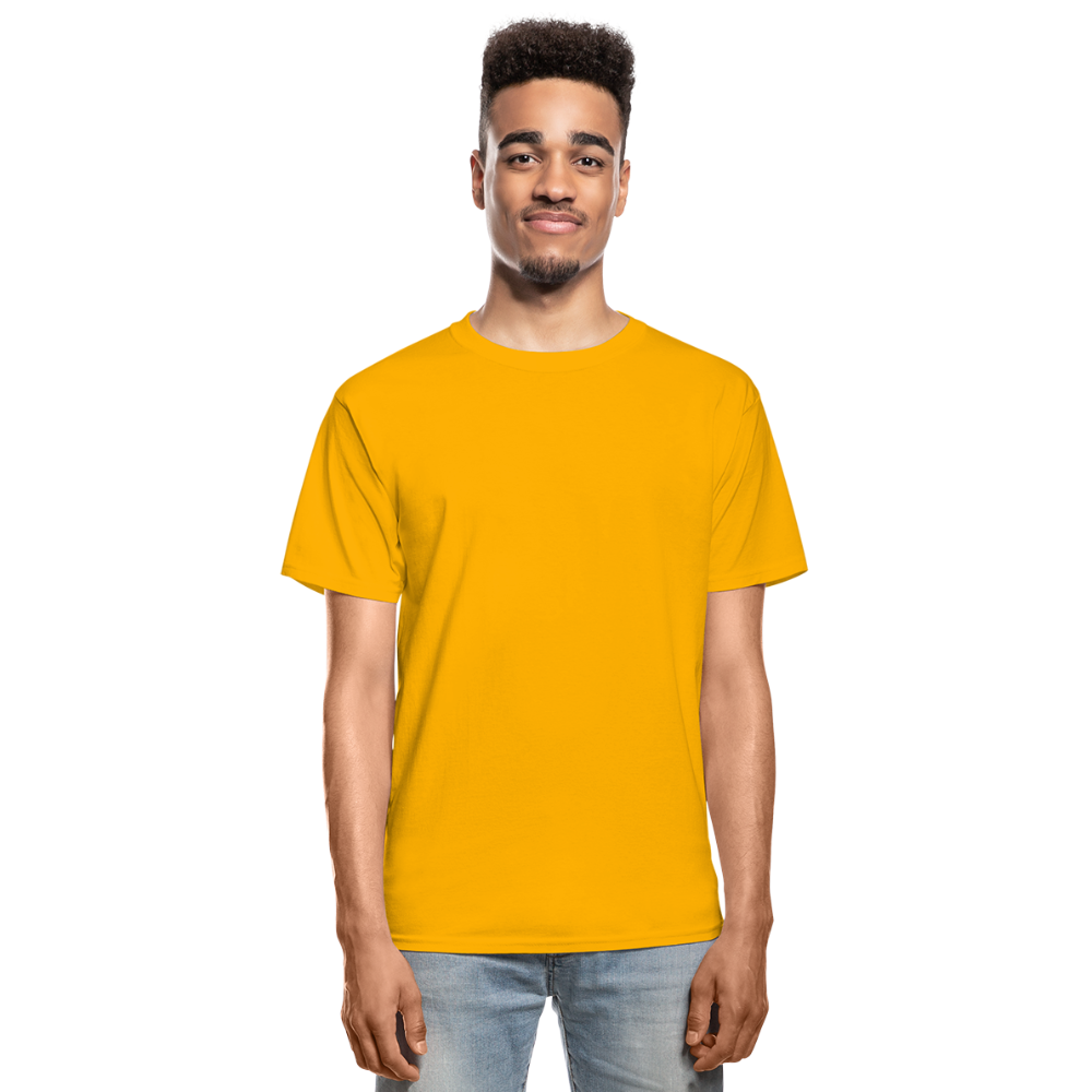 Customizable Hanes Adult Tagless T-Shirt add your own photos, images, designs, quotes, texts and more - gold
