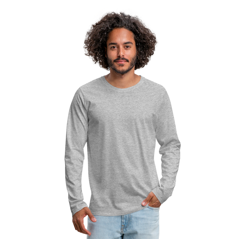 Customizable Men's Premium Long Sleeve T-Shirt add your own photos, images, designs, quotes, texts and more - heather gray