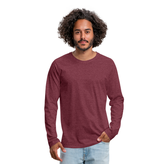 Customizable Men's Premium Long Sleeve T-Shirt add your own photos, images, designs, quotes, texts and more - heather burgundy