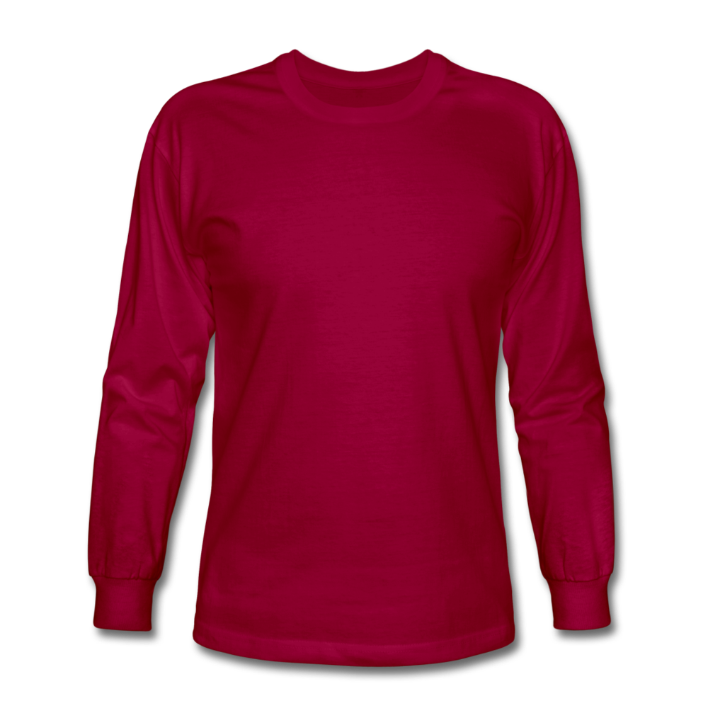 Customizable Men's Long Sleeve T-Shirt add your own photos, images, designs, quotes, texts and more - dark red