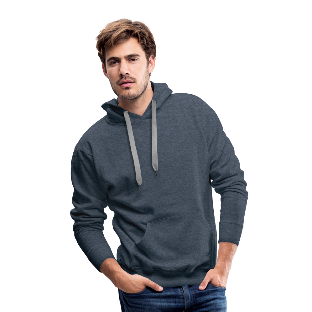 Customizable Men’s Premium Hoodie add your own photos, images, designs, quotes, texts and more - heather denim