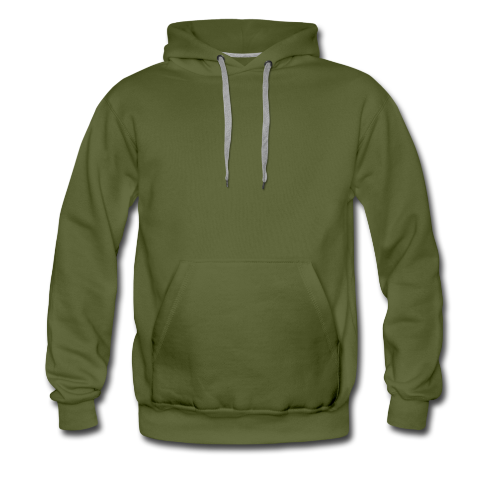 Customizable Men’s Premium Hoodie add your own photos, images, designs, quotes, texts and more - olive green