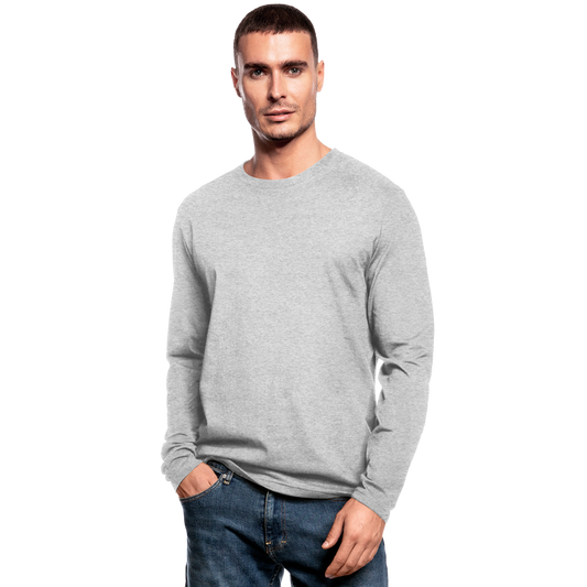 Customizable Men's Long Sleeve T-Shirt by Next Level add your own photos, images, designs, quotes, texts and more - heather gray