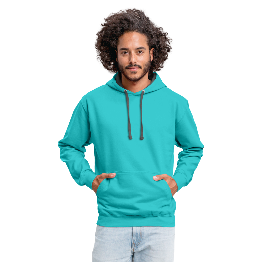 Customizable Unisex Contrast Hoodie add your own photos, images, designs, quotes, texts and more - scuba blue/asphalt