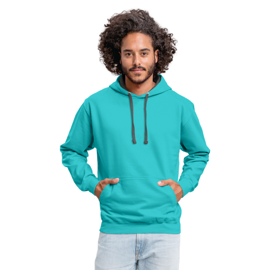 Customizable Unisex Contrast Hoodie add your own photos, images, designs, quotes, texts and more - scuba blue/asphalt